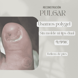 Reconstrucción dedo pulgar del pie con polygel y acrílico, curso online