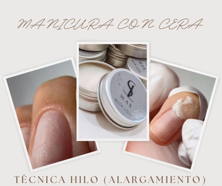 Técnica de alargamiento y refuerzo con hilo,manicura con cera